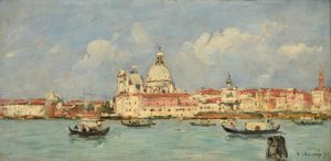 Benátky. Celnice a Notre-Dame-de-la-Salute od Eugene Louis Boudin