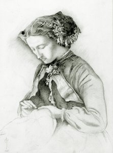 Portrét Effie s náprstníky ve vlasech (The Foxglove) 1853 od Euphemia Ruskin