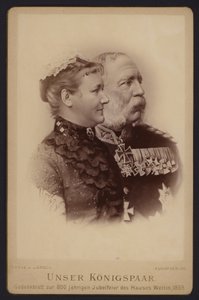 Portrét, Albert, král Saska, a jeho manželka, bývalá princezna Carola Švédská (černobílá fotografie) od European Photographer