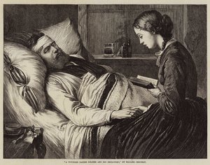 Zraněný dánský voják a jeho snoubenka (rytina) od European School