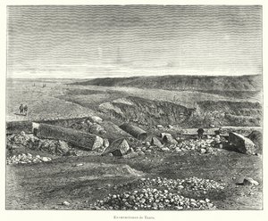 Archeologické vykopávky starověkého egyptského města Tanis (litho) od European School