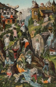 Děti v horách (barevná litografie) od European School