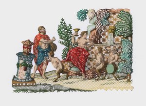 Bacchus a Ariadne (barevná rytina) od European School