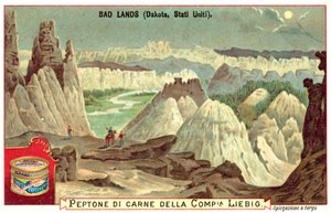 Badlands, Jižní Dakota, USA (chromolitho) od European School