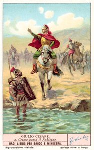 Caesar překračující Rubikon, 49 př.nl (chromolitho) od European School