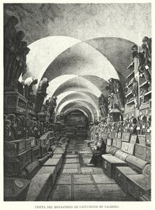Katakomby kapucínského kláštera, Palermo, Sicílie, Itálie (litho) od European School