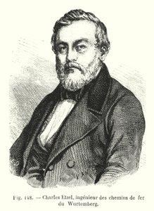 Charles Etzel, württemberský železniční inženýr (rytina) od European School