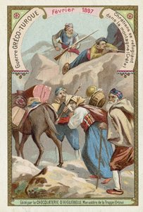 Křesťané hledají útočiště v horách Kréty, řecko-turecká válka, únor 1897
