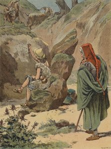 Cimabue sleduje mladého Giotta, jak kreslí kozu na kámen od European School