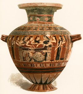 Korintská váza. Muzeum Louvre. Truchlení nad mrtvým Achilleem