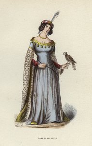 Lady Of The 15th Century (barevná rytina) od European School