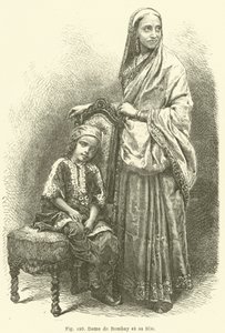 Lady of Bombay a její dcera (rytina) od European School