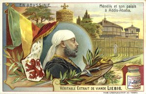 Etiopský císař Menelik II a jeho palác v Addis Abebě od European School