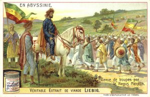 Císař Menelik II z Etiopie kontroluje jednotky od European School