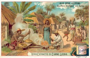 Filipínská kovárna ve vesnici (chromolitho) od European School