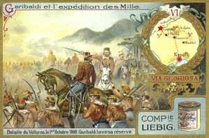 Garibaldi zavazuje své zálohy, bitva u Volturna, Itálie, 1. října 1860 od European School