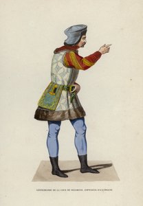 Dvůr Zikmund, německý císař (barevná rytina) od European School