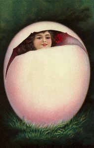 Dívka líhnoucí se z velikonočního vejce (chromolit) od European School