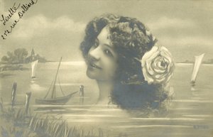 Dívka s růží ve vlasech (čb fotografie) od European School