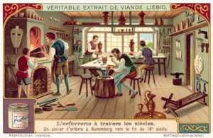 Zlatnická dílna v Norimberku, konec 16. století (chromolitho) od European School