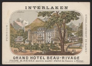 Grand Hotel Beau-Rivage, Interlaken (barevná rytina) od European School