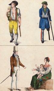 Šťastní a nešťastní lidé (barevná litografie) od European School