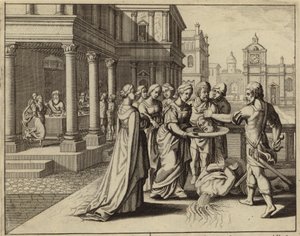 Herodias přijímá hlavu Jana Křtitele (rytina) od European School