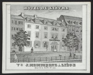 Hotel Du Lievre, J Mommertz, Lutych (rytina) od European School