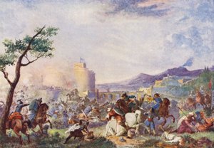 John Sobieski na reliéfu ve Vídni (barevná litografie) od European School