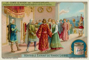 Král Polyxenes se smiřuje s Perditou a princem Florizelem od European School