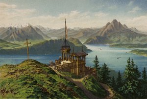 Lucernské jezero: Rigi-Kanzeli (barevná litografie) od European School