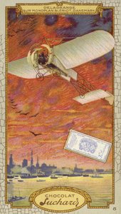 Leon Delagrange v jednoplošníku Bleriot, Dánsko (chromolit) od European School