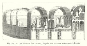 Lázně starověku, po malbě objevené v Římě (rytina) od European School