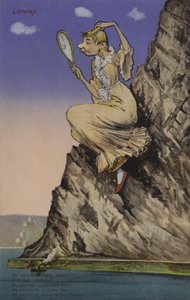 Lorelei, obdivující se v zrcadle (barva litho) od European School