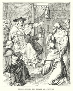Luther před legátem v Augsburgu (rytina) od European School