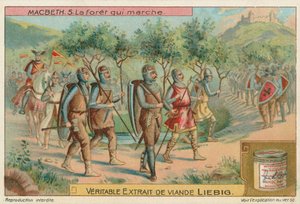 Macbeth. Les, který pochodoval, Liebigova karta, počátek 20. století (chromo) od European School