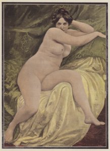 Meditující, žena sedící na židli (barva litho) od European School