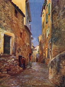 Menton, Rue dans la Vieille Ville (barevná litografie) od European School