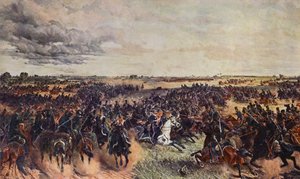 Napoleonská vojska v boji s donskými kozáky (barevná litografie) od European School