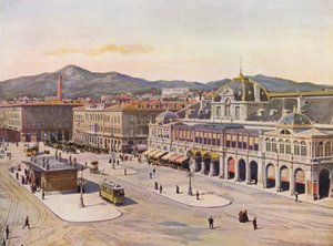 Nice, Place Massena (barevná litografie) od European School