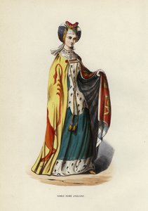 Noble Dame Anglaise (barevná rytina) od European School