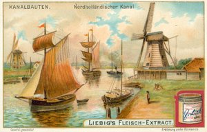 Noordhollandsch Kanaal, Nizozemsko (chromolitograf) od European School