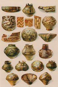 Ornament: Konec novověké doby kamenné až počátek doby bronzové (barevná litografie) od European School