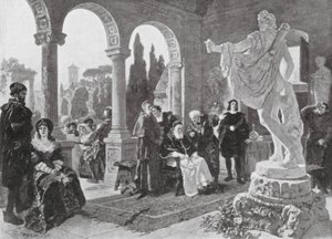 Papež Julius II. a Apollonův Belvedér (litografie) od European School