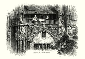 Kruchta kostela svatého Vavřince v Rouenu (rytina) od European School