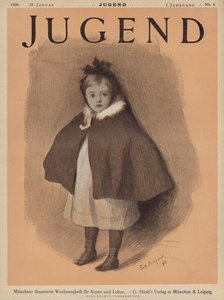 Portrét malé holčičky v plášti (barva litho) od European School