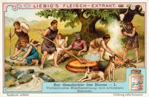 Prehistorická výroba piva pomocí vyhřívaných kamenů (chromolitho) od European School