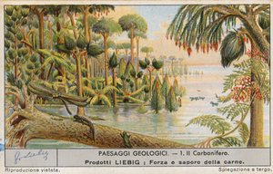 Prehistorický svět, Liebigova karta, počátek 20. století (chromo) od European School