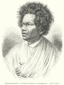 Rainitsontsoraka, křesťanský mučedník na Madagaskaru (rytina) od European School
