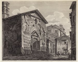 Zbytky vily Domitian, Řím, Itálie (rytina) od European School